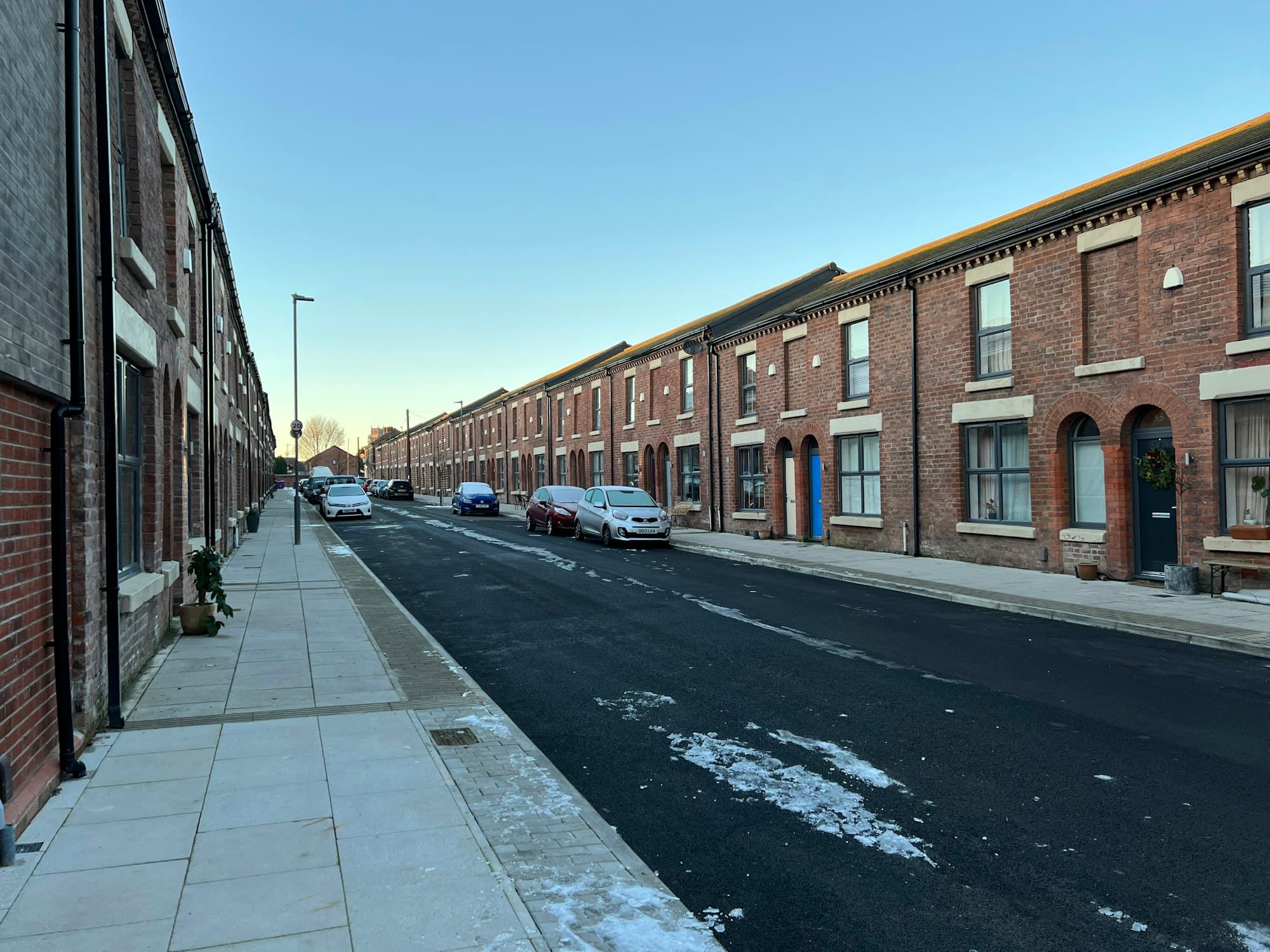 A residential terraced street in Liverpool, UK